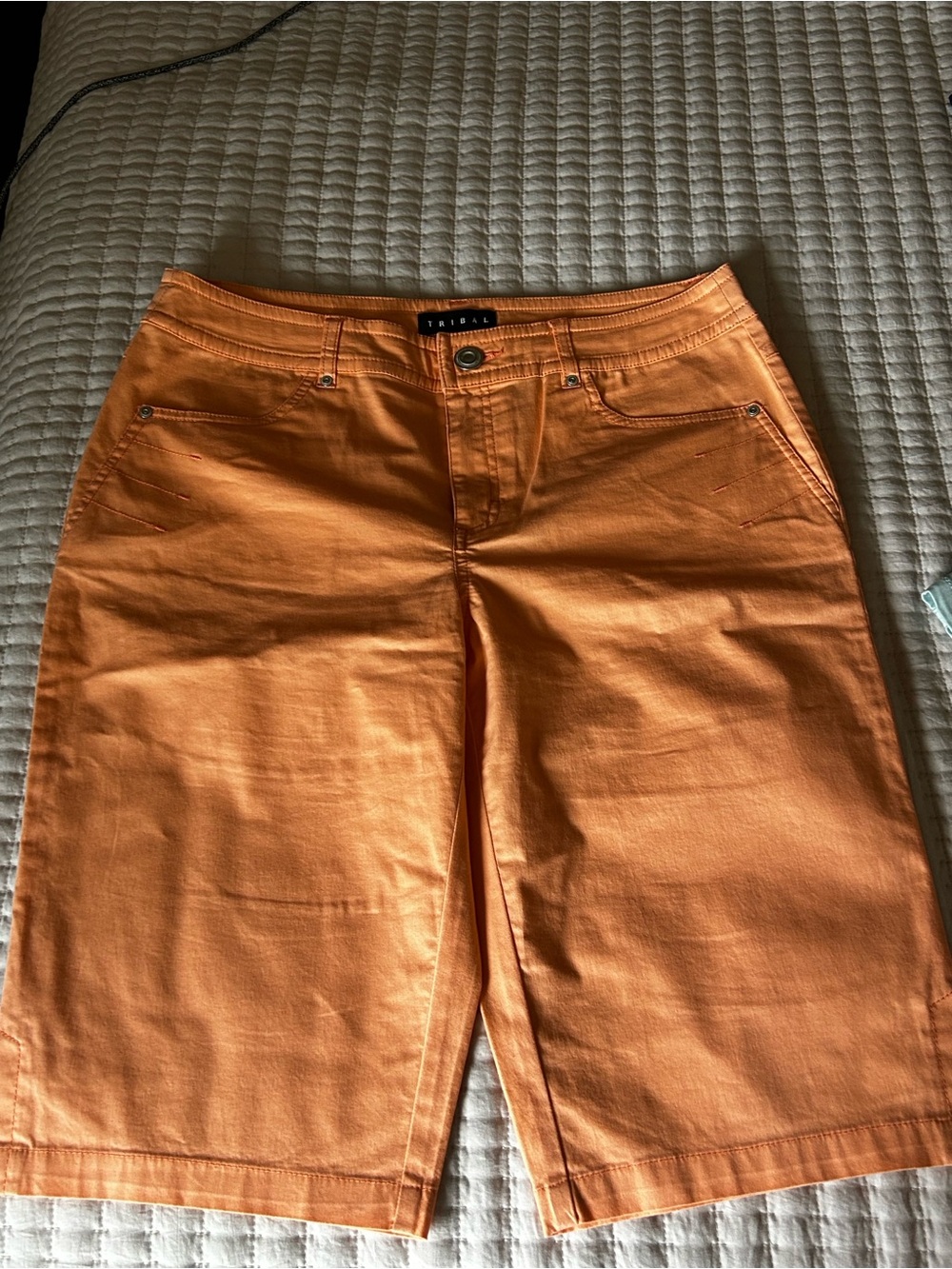 Tribal Orange Straight-Leg Denim Bermuda Shorts